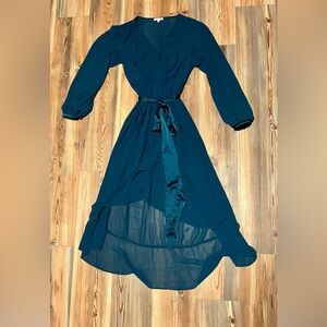 Evangeline High Low Dress | Dark Teal - M